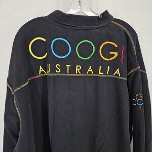 Coogi Shirt Mens 4XL Black Australia Embroidered Long Sleeve Polo Colorful Trim